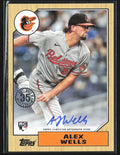 Alex Wells 2022 Topps 1987 Topps RC AUTO #87BA-AW Baltimore Orioles