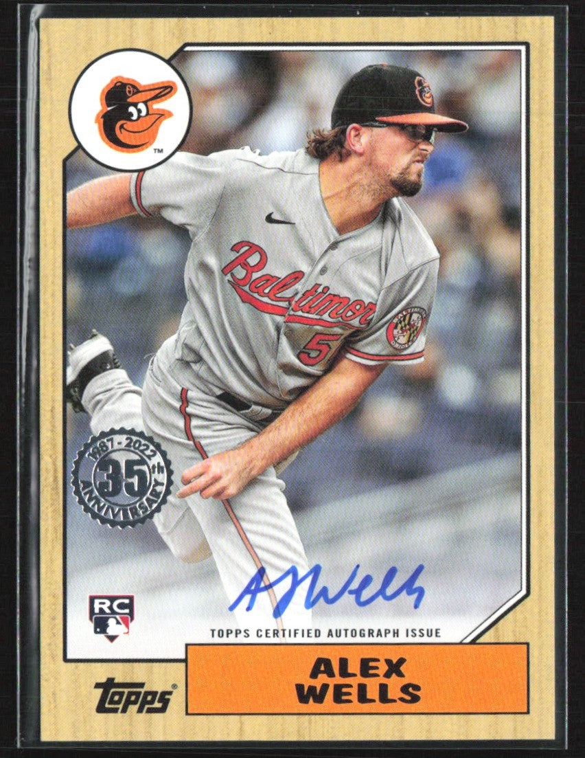 Alex Wells 2022 Topps 1987 Topps RC AUTO #87BA-AW Baltimore Orioles