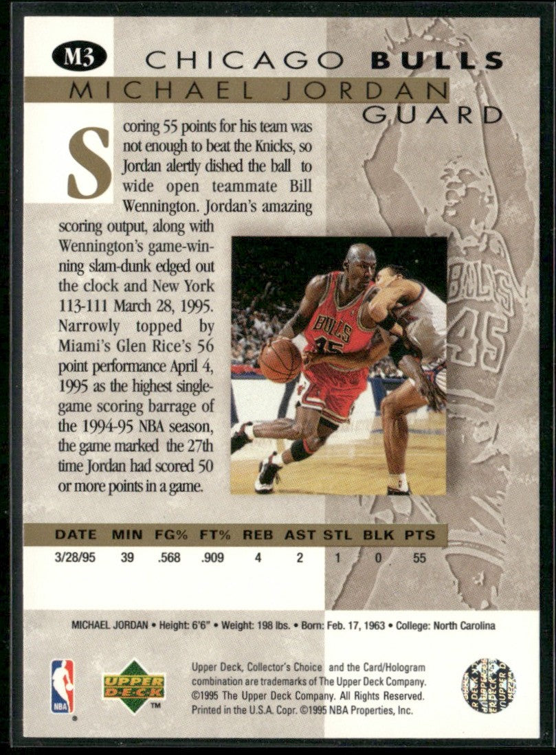 Michael Jordan 1995 Upper Deck Collector's Choice He's Back #M3 Chicago Bulls