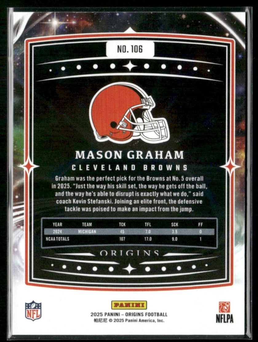 Mason Graham 2025 Panini Origins RC #106 Cleveland Browns