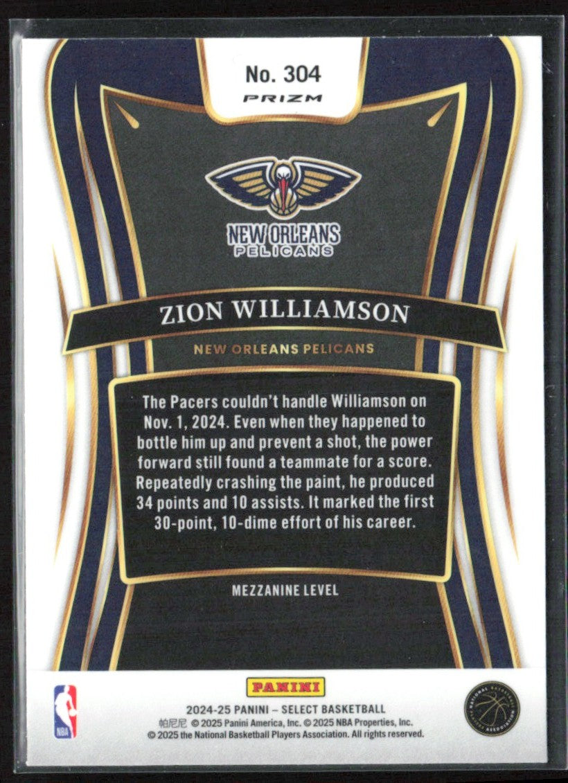 Zion Williamson 2024 Panini Select Mezzanine Tectonic #304 New Orleans Pelicans